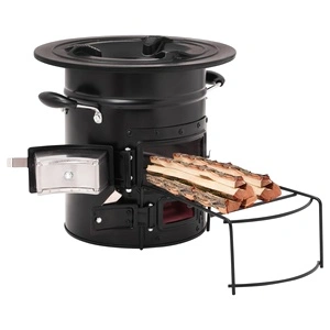 Къмпинг печка на дърва, черна, 50x33,5x30,5 см, стомана