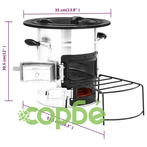 Къмпинг печка на дърва сребърна 51,5x35x30,5 см инокс ➤ топ цена ➤ sorbe.bg