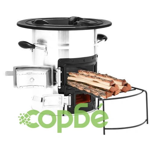 Къмпинг печка на дърва сребърна 51,5x35x30,5 см инокс ➤ топ цена ➤ sorbe.bg