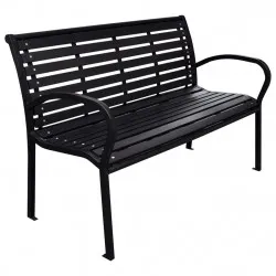 Градинска пейка, черна, 116 см, стомана и WPC
