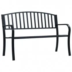 Градинска пейка, черна, 120 см, стомана