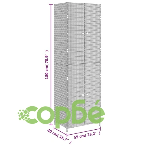 Градински шкаф за съхранение, черен, 59x40x180 см, полиратан ➤ топ цена ➤ sorbe.bg