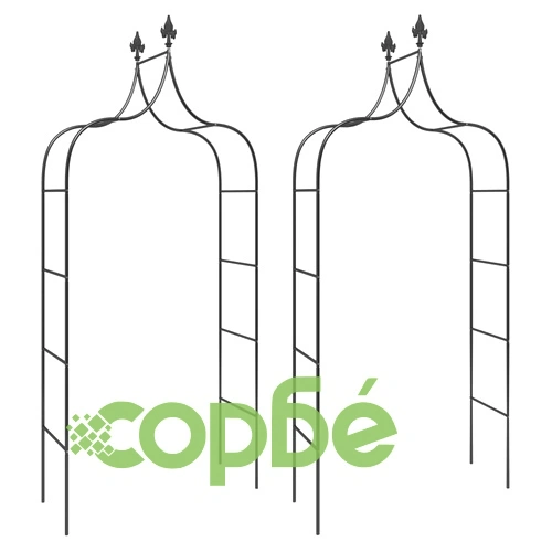 Градински арки, 2 бр, черни, 120x38x260 см, стомана ➤ топ цена ➤ sorbe.bg