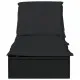 Шезлонг с възглавница, черен, 201x55x62 см, полиратан