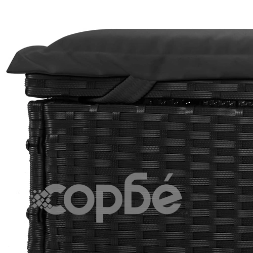 Шезлонг с объл покрив черен 211x57x140 см полиратан ➤ топ цена ➤ sorbe.bg