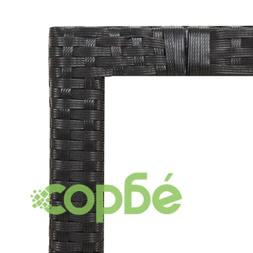 Градинска маса с дървен плот, черна, полиратан и акация масив ➤ топ цена ➤ sorbe.bg