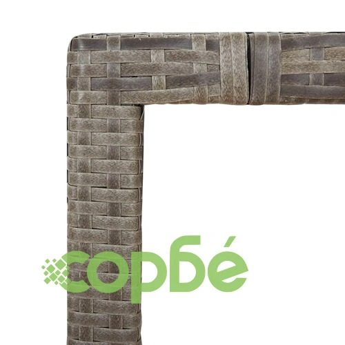 Градинска маса с дървен плот, сива, полиратан и акация масив ➤ топ цена ➤ sorbe.bg