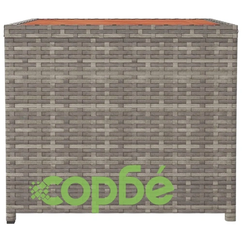 Маса за чай с дървен плот, сива, полиратан и акация масив ➤ топ цена ➤ sorbe.bg