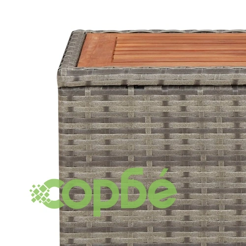 Маса за чай с дървен плот, сива, полиратан и акация масив ➤ топ цена ➤ sorbe.bg