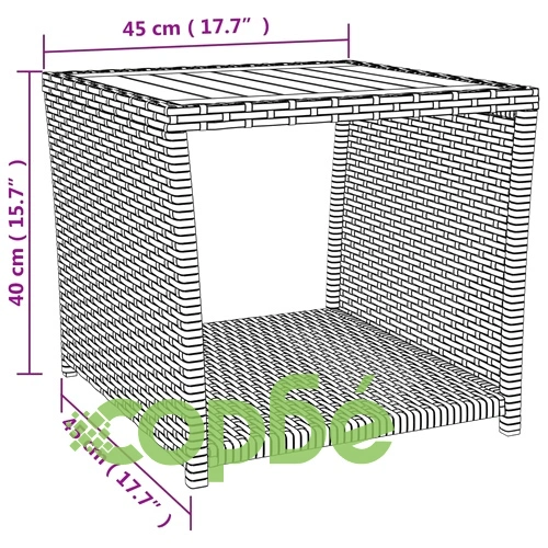 Маса за чай с дървен плот, сива, полиратан и акация масив ➤ топ цена ➤ sorbe.bg