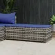 Градински табуретки с възглавници, 2 бр, сив полиратан