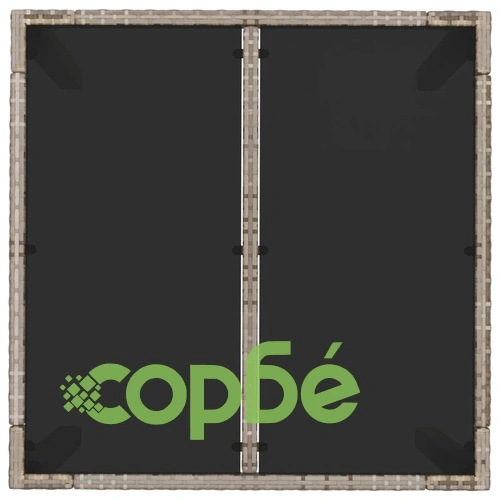 Градинска маса със стъклен плот сива 90x90x75 см полиратан ➤ топ цена ➤ sorbe.bg