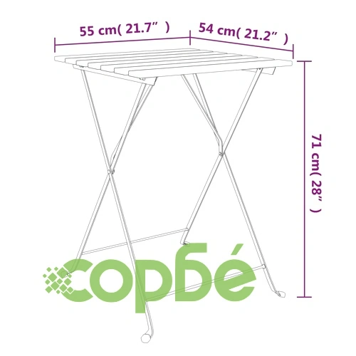 Сгъваема бистро маса 55x54x71 см акация масив и стомана ➤ топ цена ➤ sorbe.bg