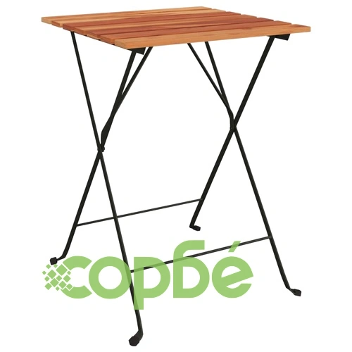 Сгъваема бистро маса, 55x54x71 см, тиково дърво масив и стомана ➤ топ цена ➤ sorbe.bg