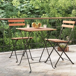 Сгъваема бистро маса, 55x54x71 см, тиково дърво масив и стомана