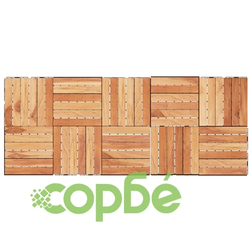 Декинг плочки, 10 бр, 30х30 см, тик масив, вертикален модел ➤ топ цена ➤ sorbe.bg