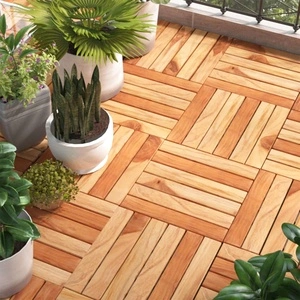 Декинг плочки, 10 бр, 30х30 см, тик масив, вертикален модел