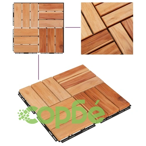 Декинг плочки, 10 бр, 30х30 см, тиково дърво масив  ➤ топ цена ➤ sorbe.bg