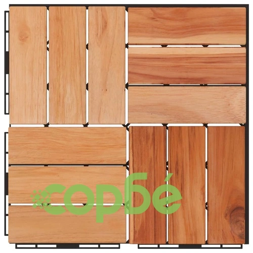 Декинг плочки, 10 бр, 30х30 см, тиково дърво масив  ➤ топ цена ➤ sorbe.bg