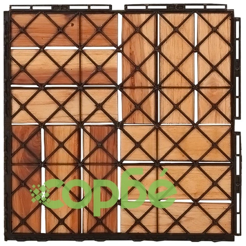 Декинг плочки, 10 бр, 30х30 см, тиково дърво масив  ➤ топ цена ➤ sorbe.bg