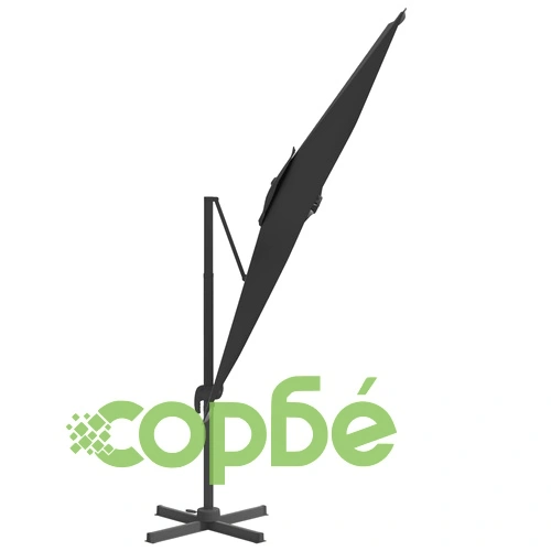 Конзолен чадър с алуминиев прът, черен, 400x300 см ➤ топ цена ➤ sorbe.bg