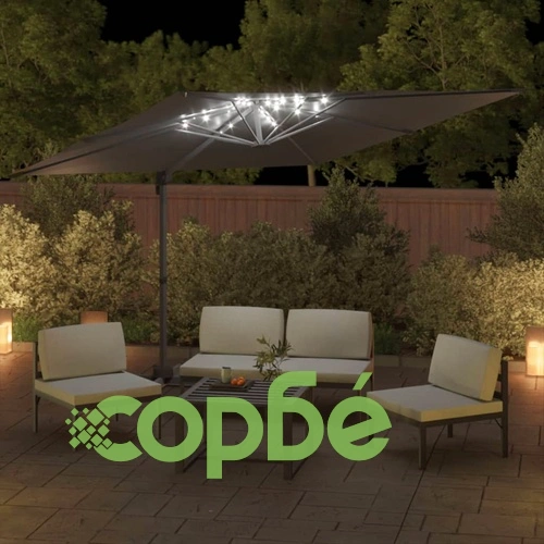 LED конзолен чадър, антрацит, 400x300 см ➤ топ цена ➤ sorbe.bg