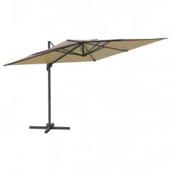 LED конзолен чадър, таупе, 400x300 см