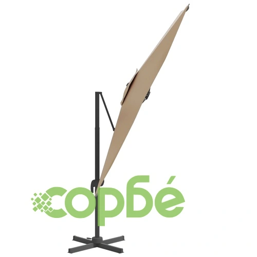 LED конзолен чадър, таупе, 400x300 см ➤ топ цена ➤ sorbe.bg