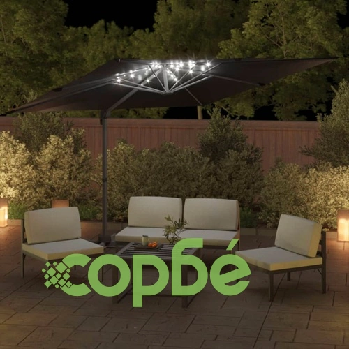 LED конзолен чадър, черен, 400x300 см ➤ топ цена ➤ sorbe.bg
