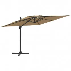 Конзолен чадър с двоен покрив, таупе, 400x300 см