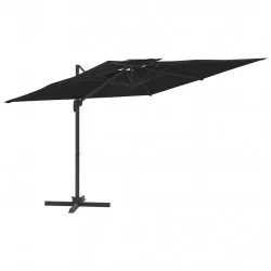 Конзолен чадър с двоен покрив, черен, 300x300 см