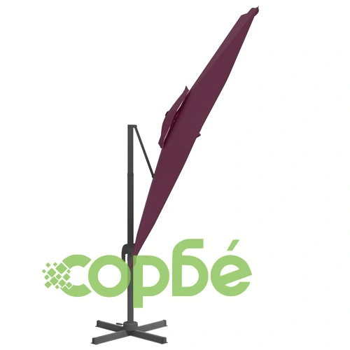 Конзолен чадър с двоен покрив, бордо червен, 300x300 см ➤ топ цена ➤ sorbe.bg