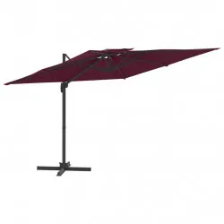 Конзолен чадър с двоен покрив, бордо червен, 400x300 см