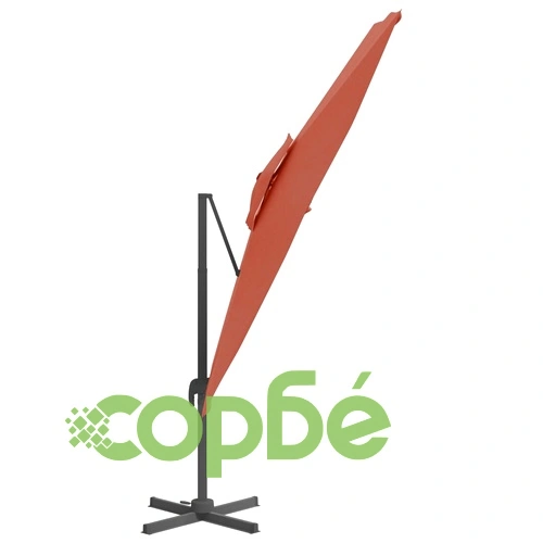 Конзолен чадър с двоен покрив, теракота, 300x300 см ➤ топ цена ➤ sorbe.bg