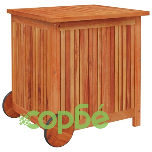 Градинска кутия за съхранение с колела 60x50x58 см акация масив  ➤ топ цена ➤ sorbe.bg