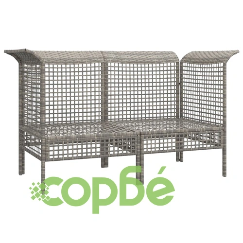 Градински ъглови дивани с възглавници, 2 бр, сиви, полиратан ➤ топ цена ➤ sorbe.bg