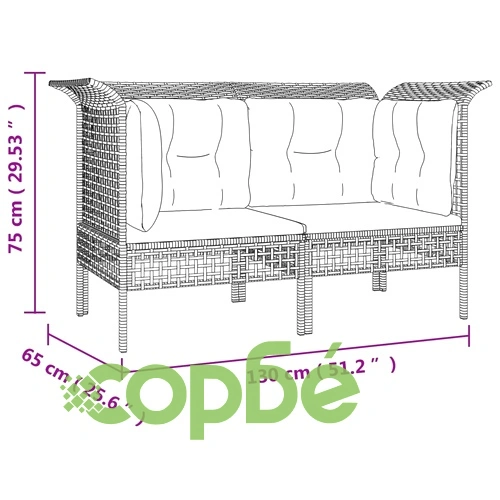 Градински ъглови дивани с възглавници, 2 бр, сиви, полиратан ➤ топ цена ➤ sorbe.bg