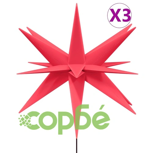 Коледни лампи с шипове, 3 бр, LED, сгъваеми, червени, 57 см ➤ топ цена ➤ sorbe.bg