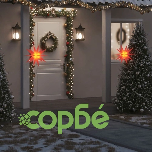 Коледни лампи с шипове, 3 бр, LED, сгъваеми, червени, 57 см ➤ топ цена ➤ sorbe.bg