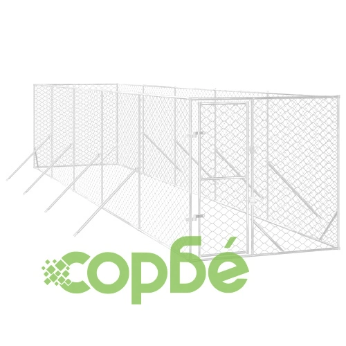 Външна клетка за куче сребриста 2x10x2 м поцинкована стомана ➤ топ цена ➤ sorbe.bg