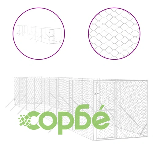 Външна клетка за куче сребриста 2x14x2 м поцинкована стомана ➤ топ цена ➤ sorbe.bg