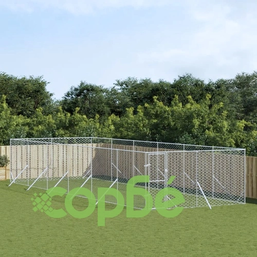 Външна клетка за куче сребриста 4x12x2 м поцинкована стомана ➤ топ цена ➤ sorbe.bg