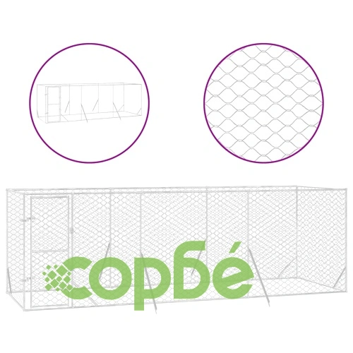 Външна клетка за куче сребриста 6x2x2 м поцинкована стомана ➤ топ цена ➤ sorbe.bg