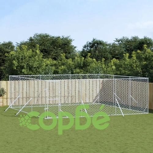 Външна клетка за куче сребриста 6x6x2 м поцинкована стомана ➤ топ цена ➤ sorbe.bg