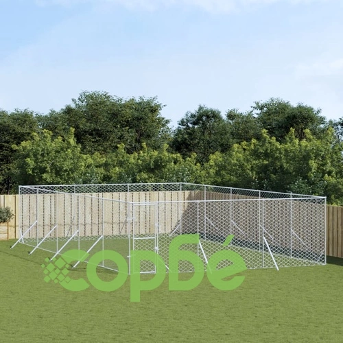 Външна клетка за куче сребриста 6x10x2 м поцинкована стомана ➤ топ цена ➤ sorbe.bg