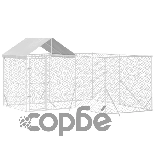 Външна клетка за куче с покрив сребриста 4x4x2,5 м стомана ➤ топ цена ➤ sorbe.bg