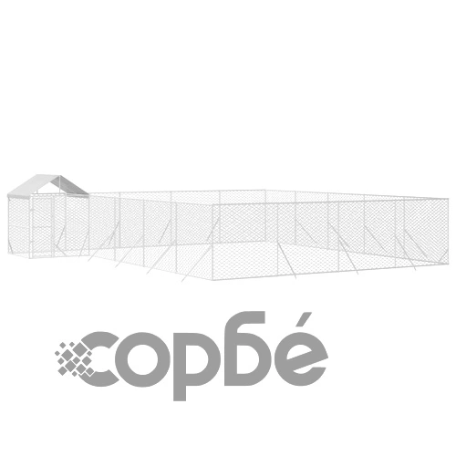 Външна клетка за куче с покрив сребриста 10x8x2,5 м стомана ➤ топ цена ➤ sorbe.bg
