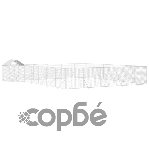 Външна клетка за куче с покрив сребриста 12x12x2,5 м стомана ➤ топ цена ➤ sorbe.bg