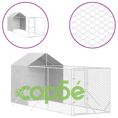 Външна клетка за куче с покрив сребриста 2x6x2,5 м стомана ➤ топ цена ➤ sorbe.bg