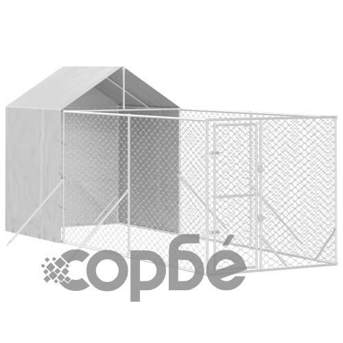 Външна клетка за куче с покрив сребриста 2x6x2,5 м стомана ➤ топ цена ➤ sorbe.bg